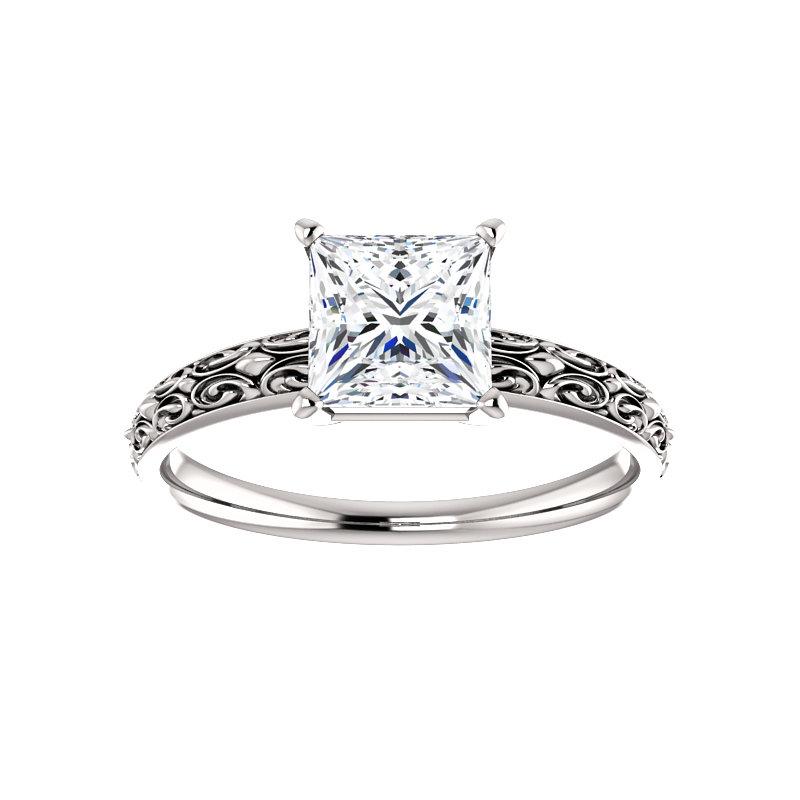 The Jolie Princess Moissanite Engagement Ring Solitaire Setting White Gold
