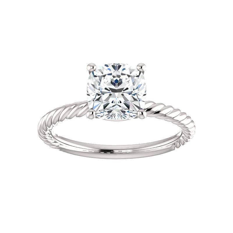 The Lacey Cushion Lab Diamond Engagement Ring Rope Solitaire Setting White Gold