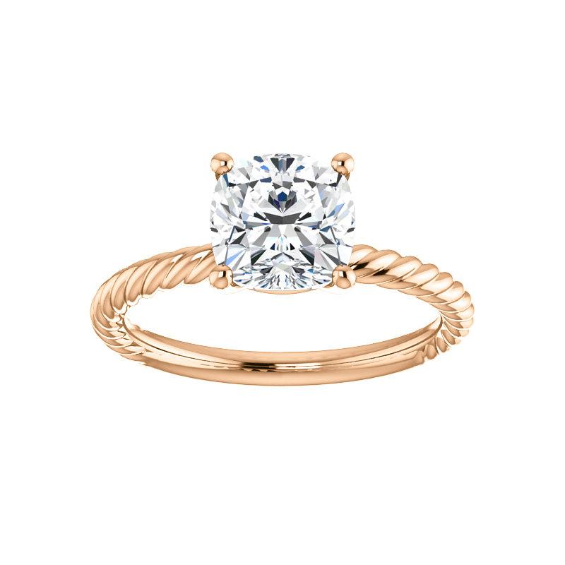 The Lacey Cushion Lab Diamond Engagement Ring Rope Solitaire Setting Rose Gold
