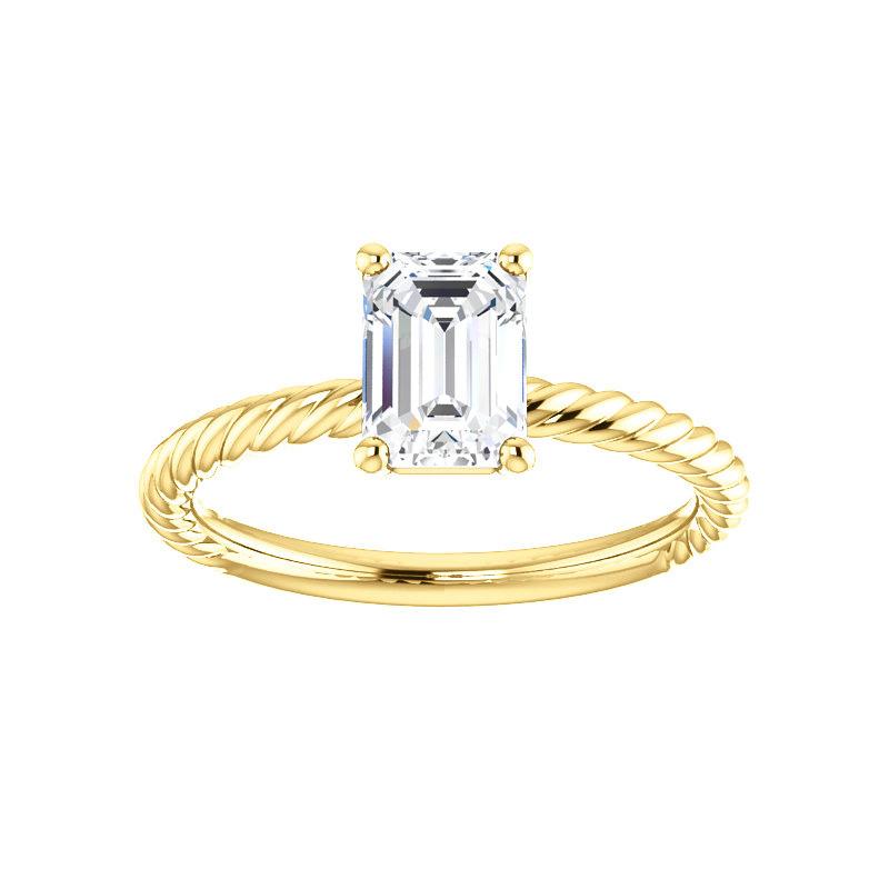 The Lacey Emerald Lab Diamond Engagement Ring Rope Solitaire Setting Yellow Gold