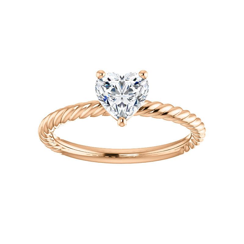 The Lacey Heart Lab Diamond Engagement Ring Rope Solitaire Setting Rose Gold