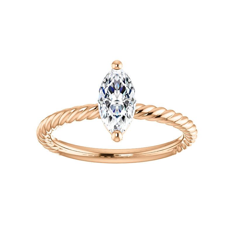 The Lacey Marquise Moissanite Engagement Ring Rope Solitaire Setting Rose Gold