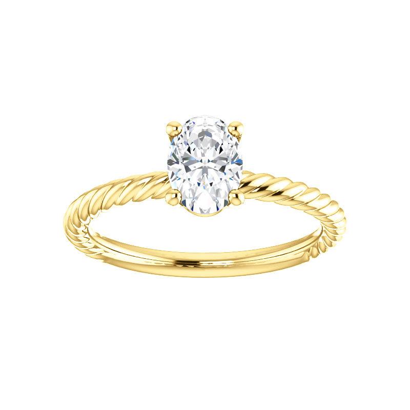 The Lacey Oval Moissanite Engagement Ring Rope Solitaire Setting Yellow Gold
