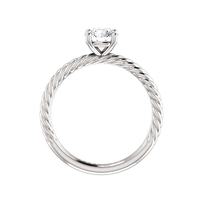 The Lacey Round Moissanite Engagement Ring Rope Solitaire Setting White Gold Side Profile