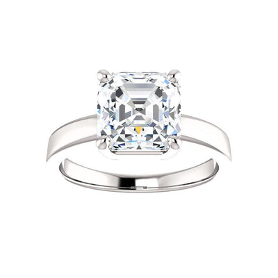 Asscher Moissanite Engagement Ring | High Polish - The Four Prongs