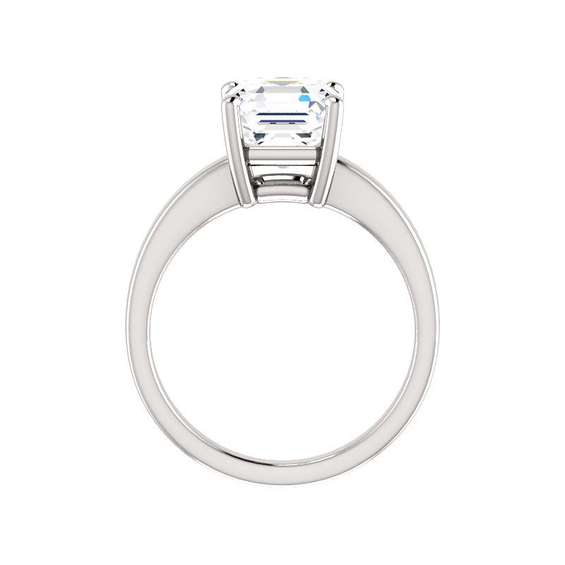 The Jamie Asscher Moissanite Engagement Ring Solitaire Setting White Gold Side Profile