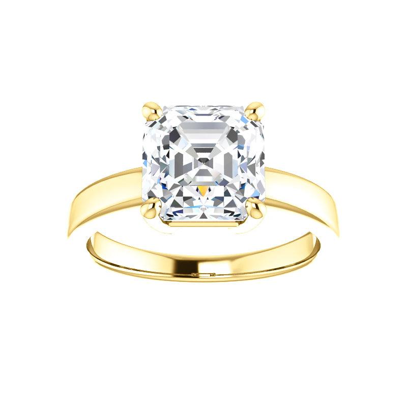 The Jamie Asscher Moissanite Engagement Ring Solitaire Setting Yellow Gold