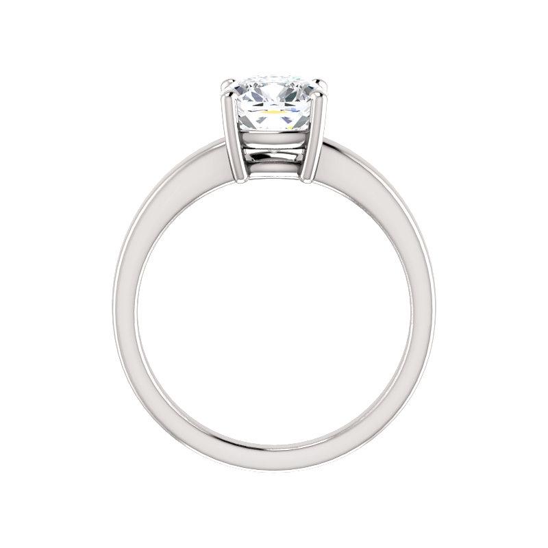 The Jamie Cushion Moissanite Engagement Ring Solitaire Setting White Gold Side Profile