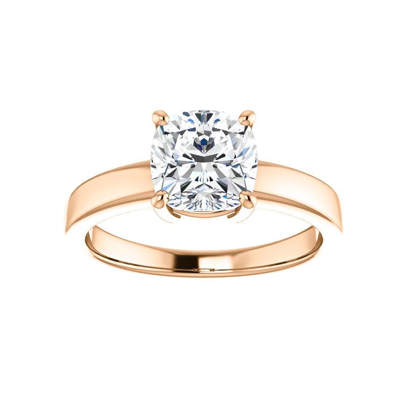 The Jamie Cushion Moissanite Engagement Ring Solitaire Setting Rose Gold