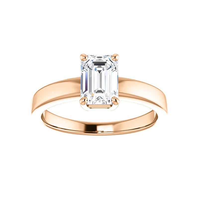 The Jamie Emerald Moissanite Engagement Ring Solitaire Setting Rose Gold