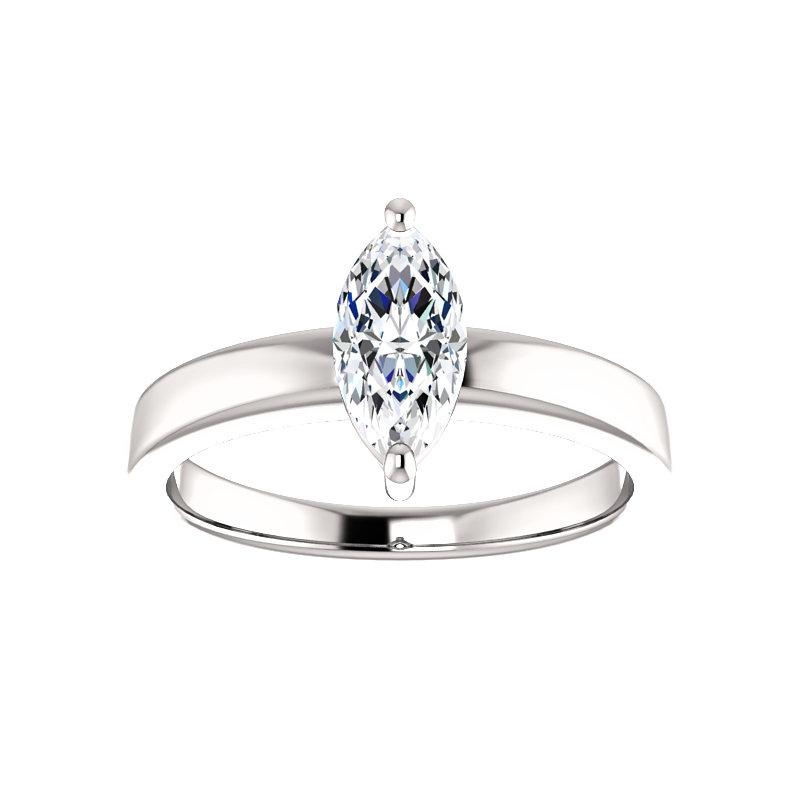 The Jamie Marquise Moissanite Engagement Ring Solitaire Setting White Gold