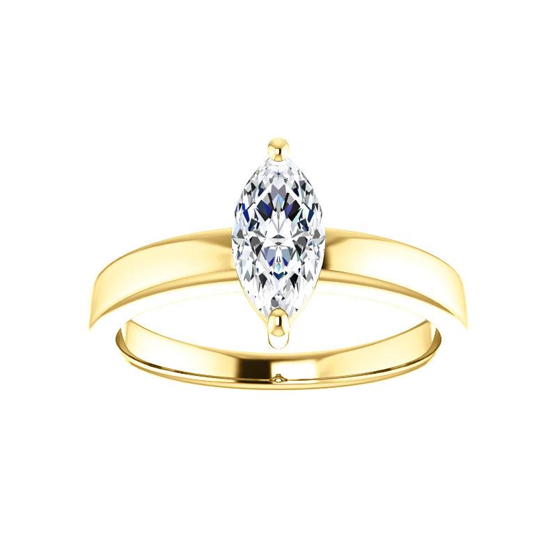 The Jamie Marquise Moissanite Engagement Ring Solitaire Setting Yellow Gold