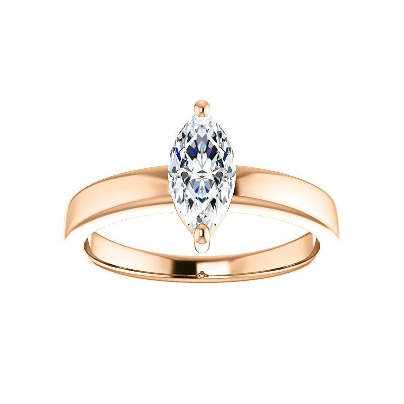 The Jamie Marquise Moissanite Engagement Ring Solitaire Setting Rose Gold