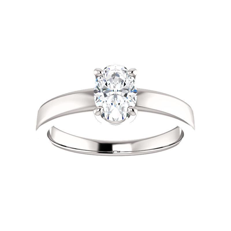 The Jamie Oval Moissanite Engagement Ring Solitaire Setting White Gold