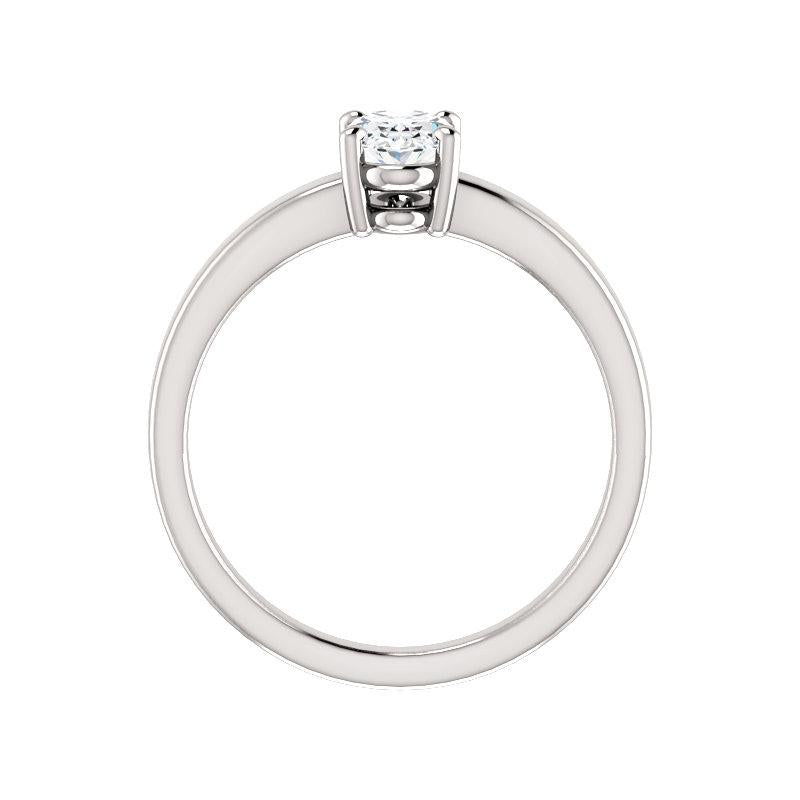 The Jamie Oval Moissanite Engagement Ring Solitaire Setting White Gold Side Profile