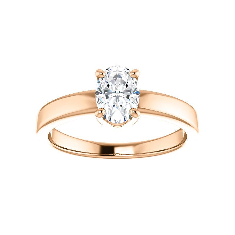 The Jamie Oval Moissanite Engagement Ring Solitaire Setting Rose Gold