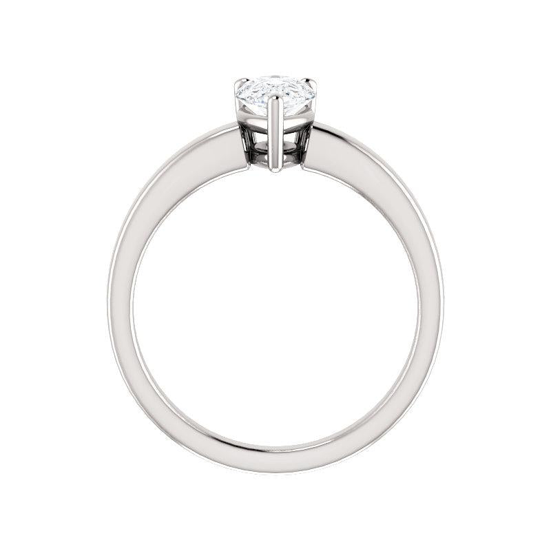 The Jamie Pear Moissanite Engagement Ring Solitaire Setting White Gold Side Profile