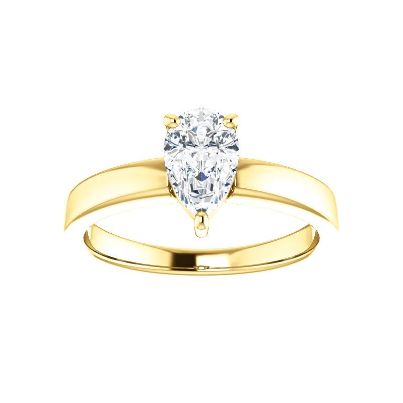 The Jamie Pear Moissanite Engagement Ring Solitaire Setting Yellow Gold