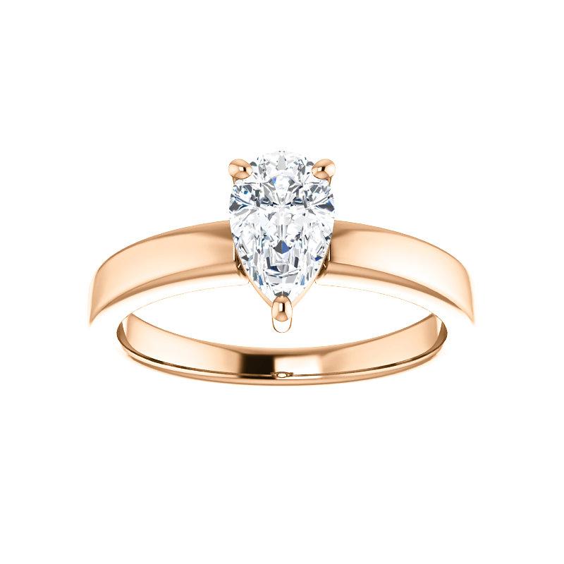 The Jamie Pear Moissanite Engagement Ring Solitaire Setting Rose Gold
