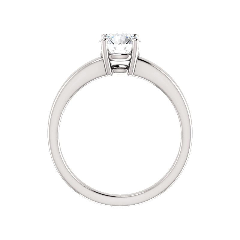 The Jamie Round Moissanite Engagement Ring Solitaire Setting White Gold Side Profile