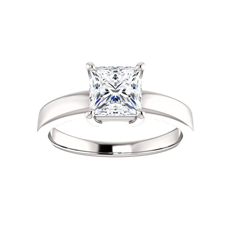 The Jamie Princess Moissanite Engagement Ring Solitaire Setting White Gold