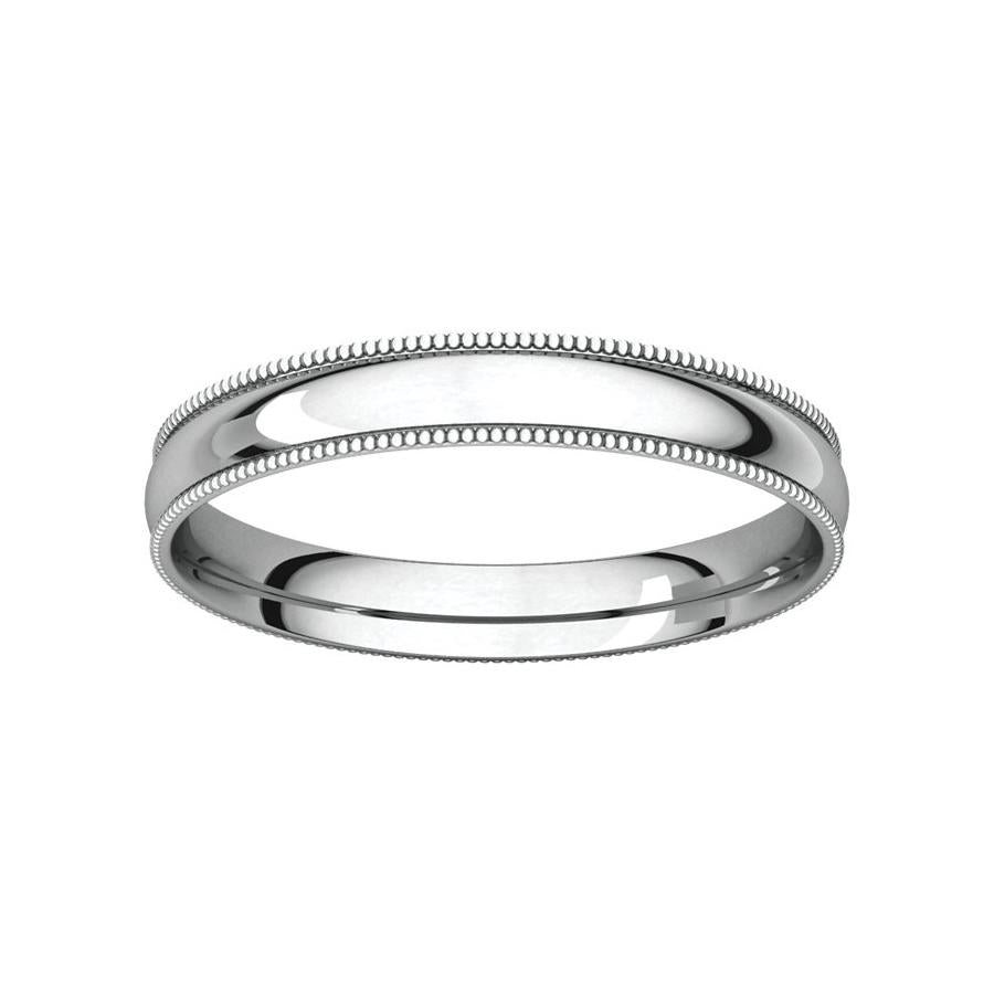 The Milgrain Dome Comfort Fit (3mm) in white gold