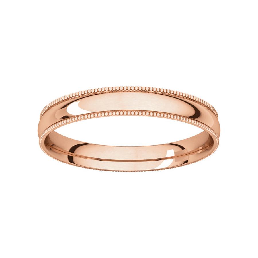 The Milgrain Dome Comfort Fit (3mm) in rose gold