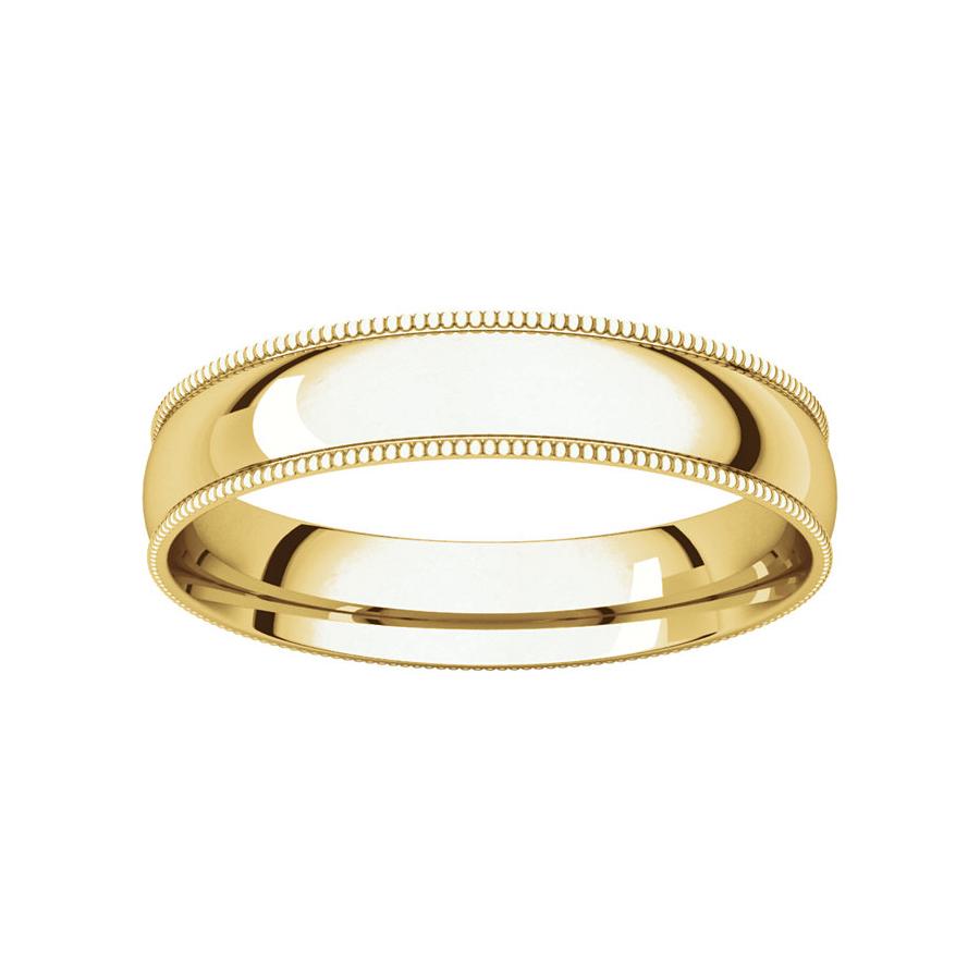 The Milgrain Dome Comfort Fit (4mm) in yellow gold