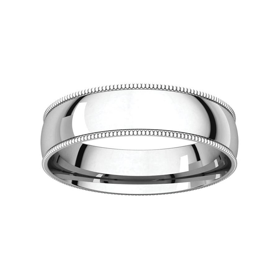 The Milgrain Dome Comfort Fit (5mm) in white gold